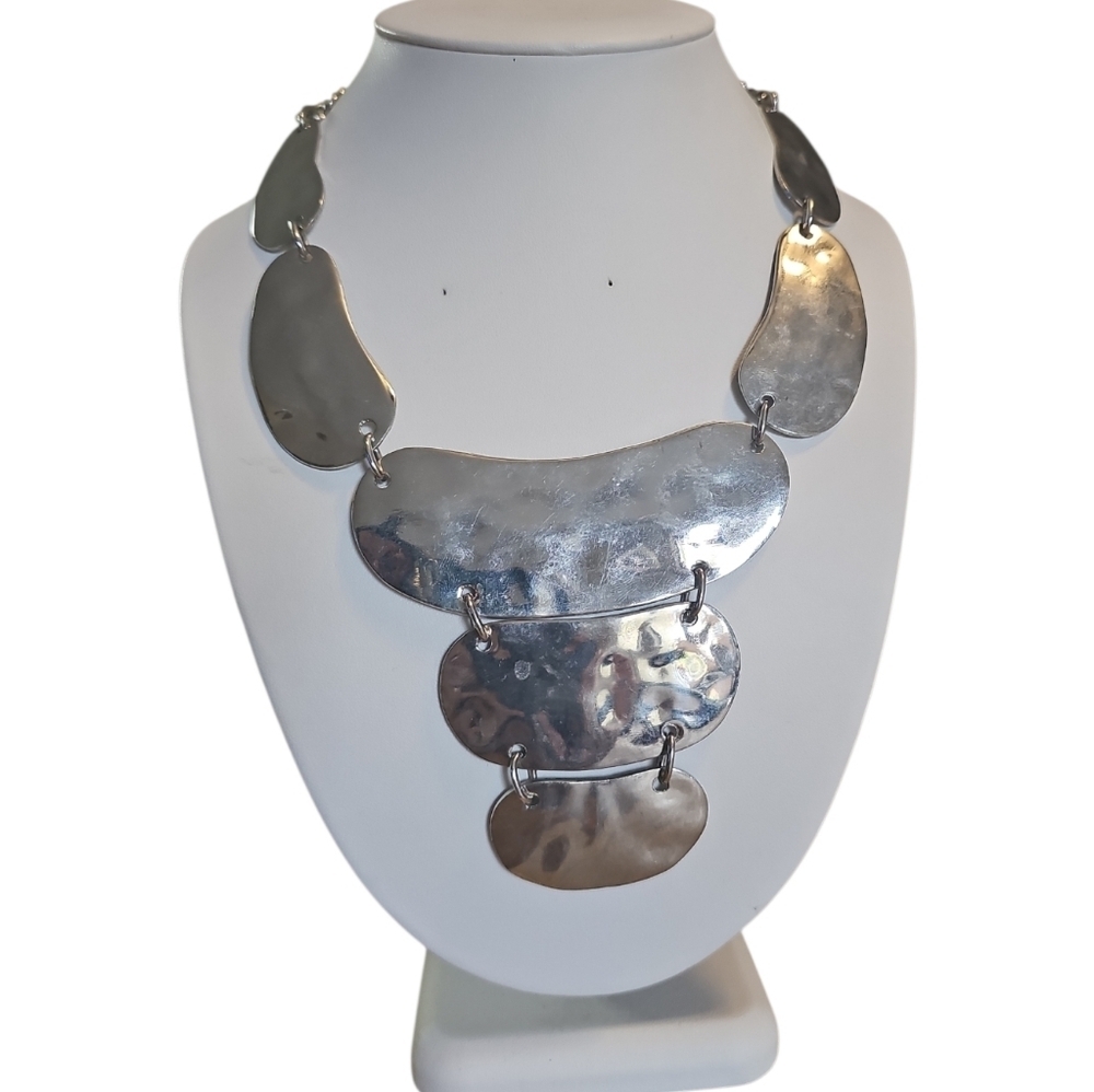 Modern Silver Tone Oversize Links Statement necklace